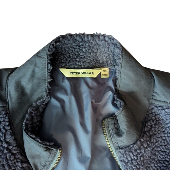 Peter Millar Autumn High Pile blue zip front Fleece Jacket sz 2XL - Picture 2 of 11